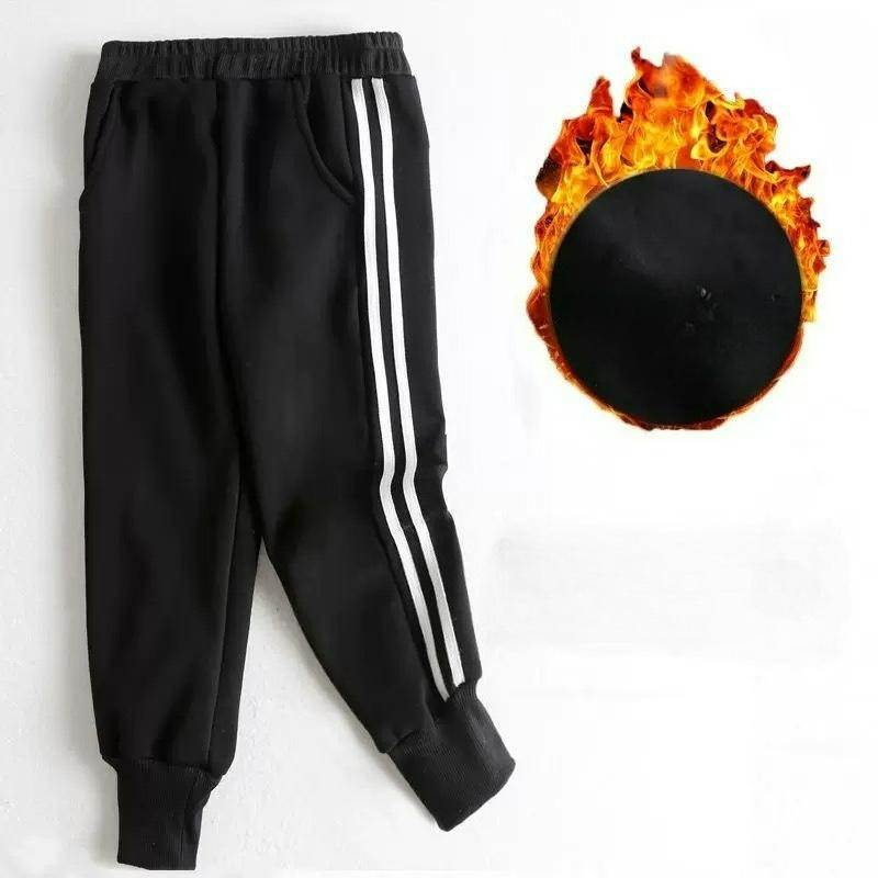 Boys Thick Padded Pants Winter Big Kids Plus Velvet Warm Trousers Girls Autumn Children Cotton Long Pants Casual Trousers