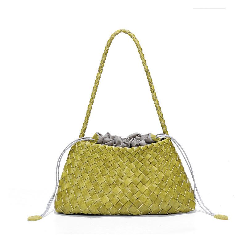Summer Underarm Women'S Handbag Imitation Leather Woven Bag Large Capacity Mother-Child Bucket Bag Casual Vacation Shoulder Bag