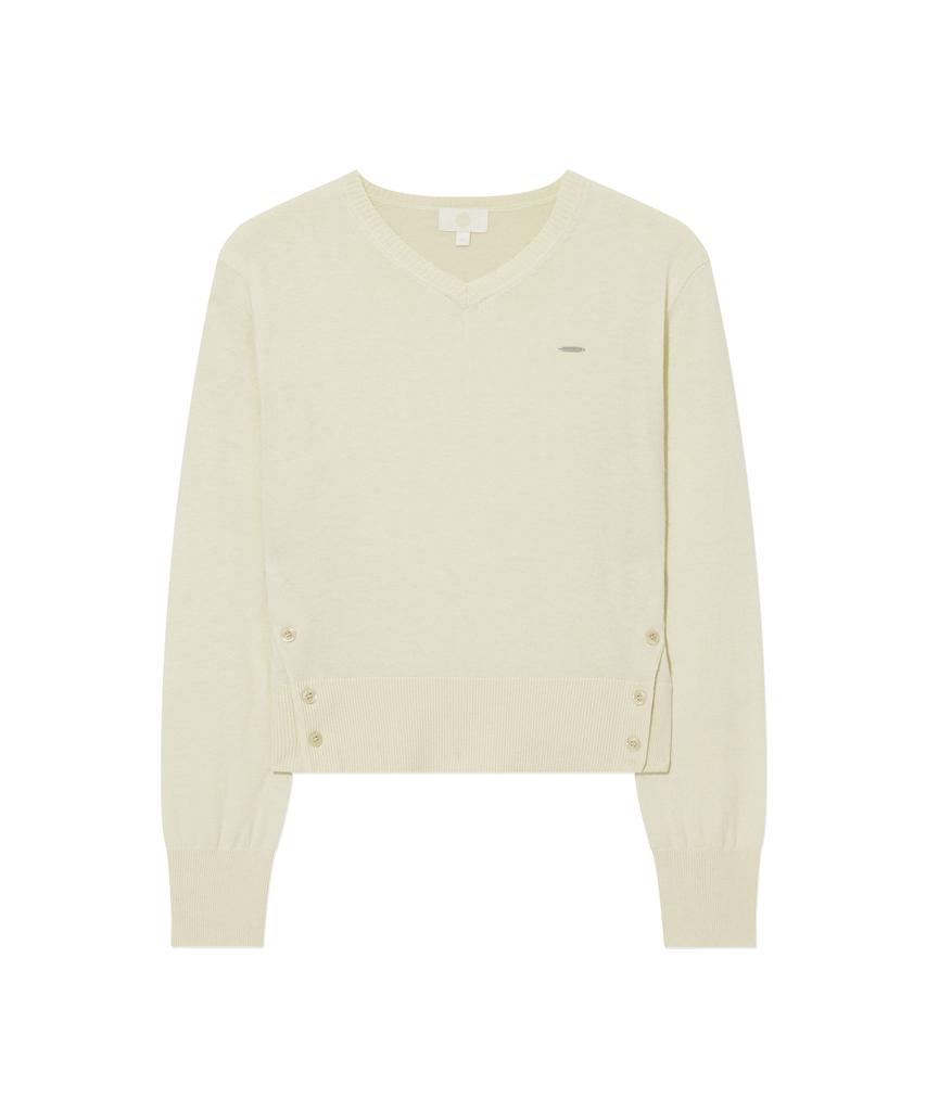 COVERNAT WOMAN V-Neck Wool Blend Knit Ivory