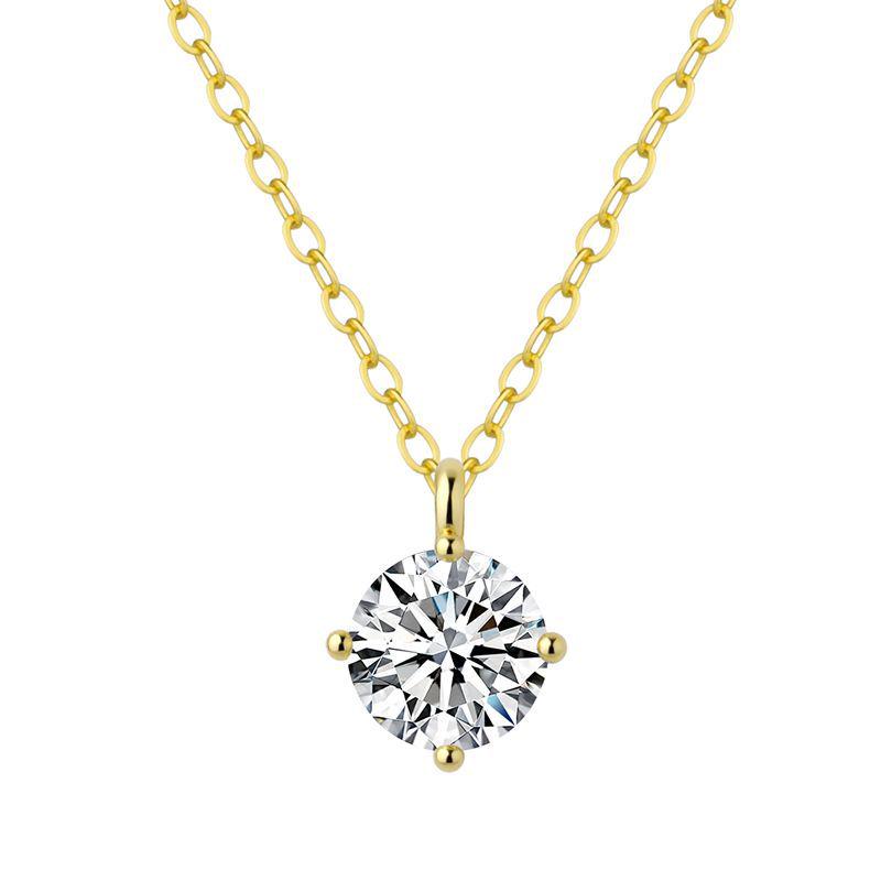 

S925 Sterling Silver Moissanite Clavicle Chain: Women s 1 Carat Four-Prong Pendant Light Luxury Necklace 925 Silver