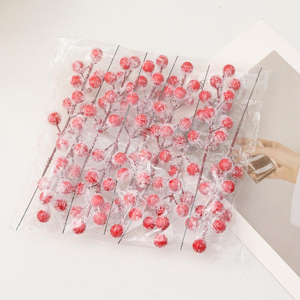 Christmas Tree Decorations 20Pc Artificial Red Berry Branch with Snow Frosted Effect for DIY Xmas Craft Home Holiday Decor