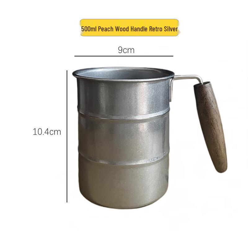 cmaos Vintage Industrial Stainless Steel Mug with Wood Handle