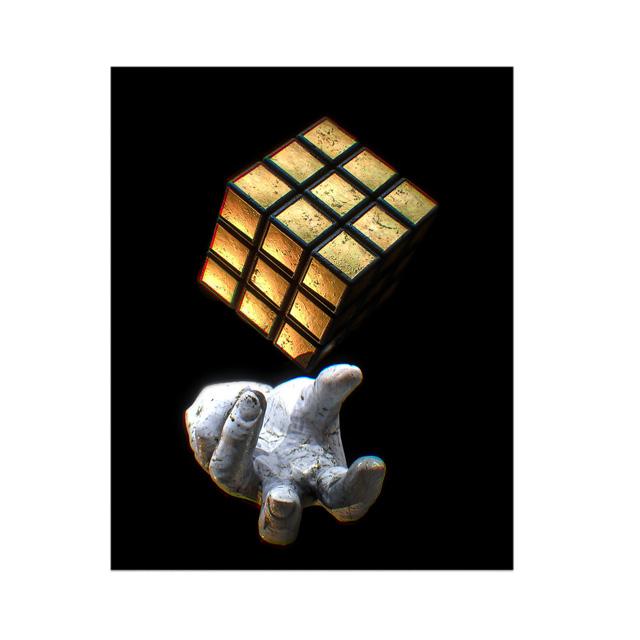 

Золотой кубик Рубика в руке, постеры, настенные художественные принты на холсте, современные черные картины для гостиной, офиса, домашнего декора, фотографии 21x30cm No Framed белый
