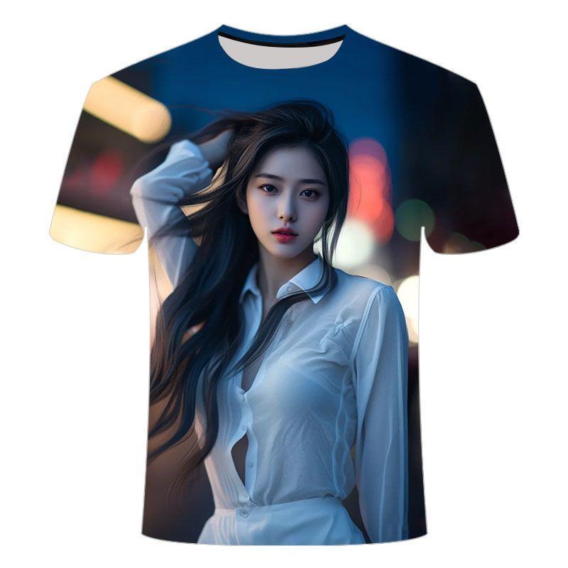 Summer Hot Selling 3D Printed T-Shirts with Beautiful Women Patterns - Trendy, Versatile, Casual Round Neck Short Sleeves