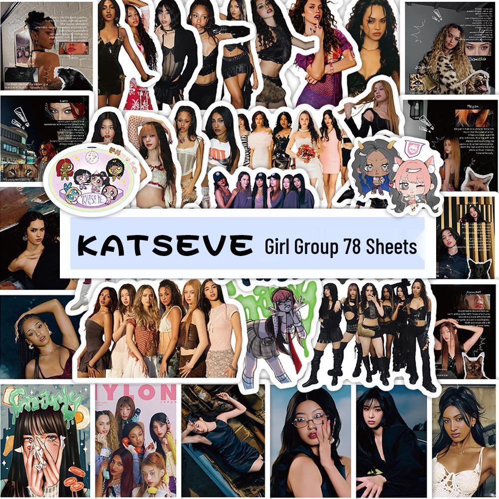 KATSEYE Korean Girl Group DIY Waterproof Die-Cut Stickers: 6 Sheets, 100 Count 14x15 cm