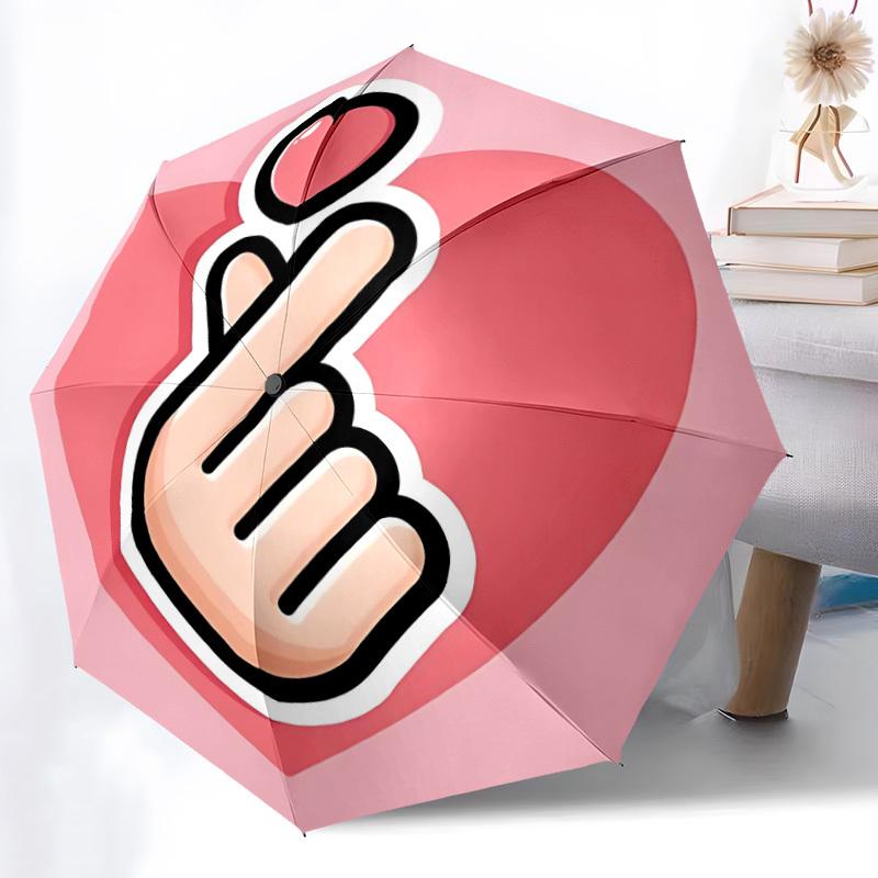 1pc Heart Gesture Folding Umbrella, Durable, Suitable for Outdoor Activities or Rain, Suitable for Commuting Yy251027107