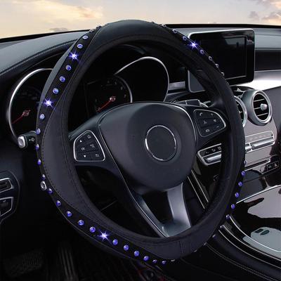 Housse de volant de voiture sans anneau intérieur, en cuir, avec diamants et pierres précieuses, paillettes, pour TOYOTA