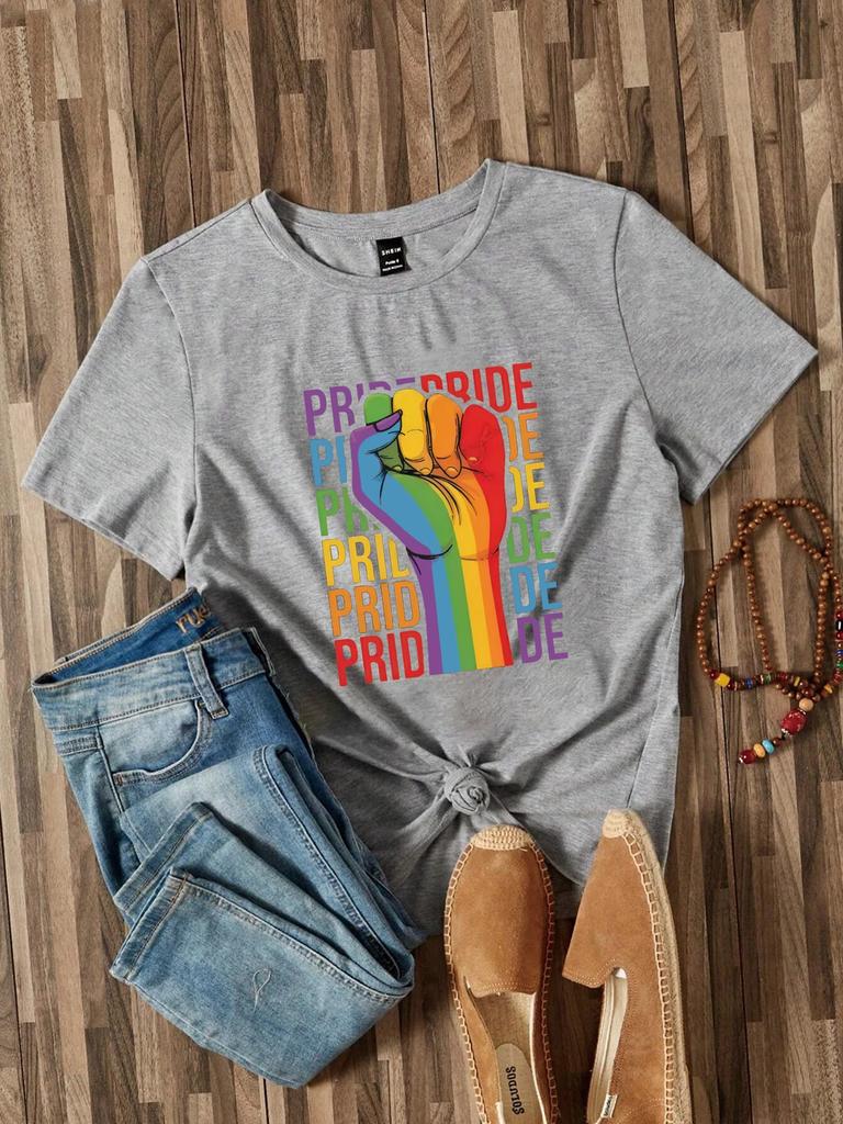 Pride Rainbow Fist Women T Shirt Summer Fashion Short Sleeved T-shirt Printed O-neck Casual T-shirt Women's Clothing