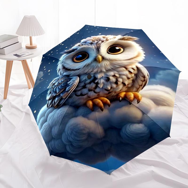 Magic Owl Wizard Umbrella Automatic Open/close, Sturdy Iron Frame & 8-Rib Structure, Umbrella for Women & Men, Christmas Gift