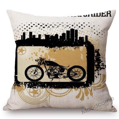 Retro Motorcycle Poster Art Letter Print Ride Your Way Home Decoration Throw Pillow Case Vintage Motor Bike Sofa Cushion Cover