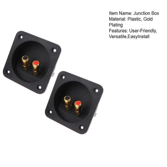 2Pcs Speaker Terminal Cups Gold Plated Binding Posts for Car Audio Subwoofer Square Push-Type Connection Box Audio Junction Box for Stage Vehicle