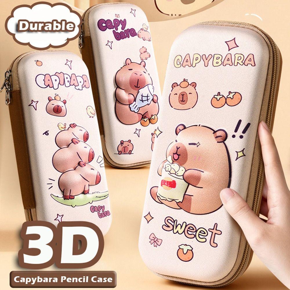 Multi-functional 3D Capybara Pencil Case Large Capacity Portable Pen Box Pen Bag Back To School