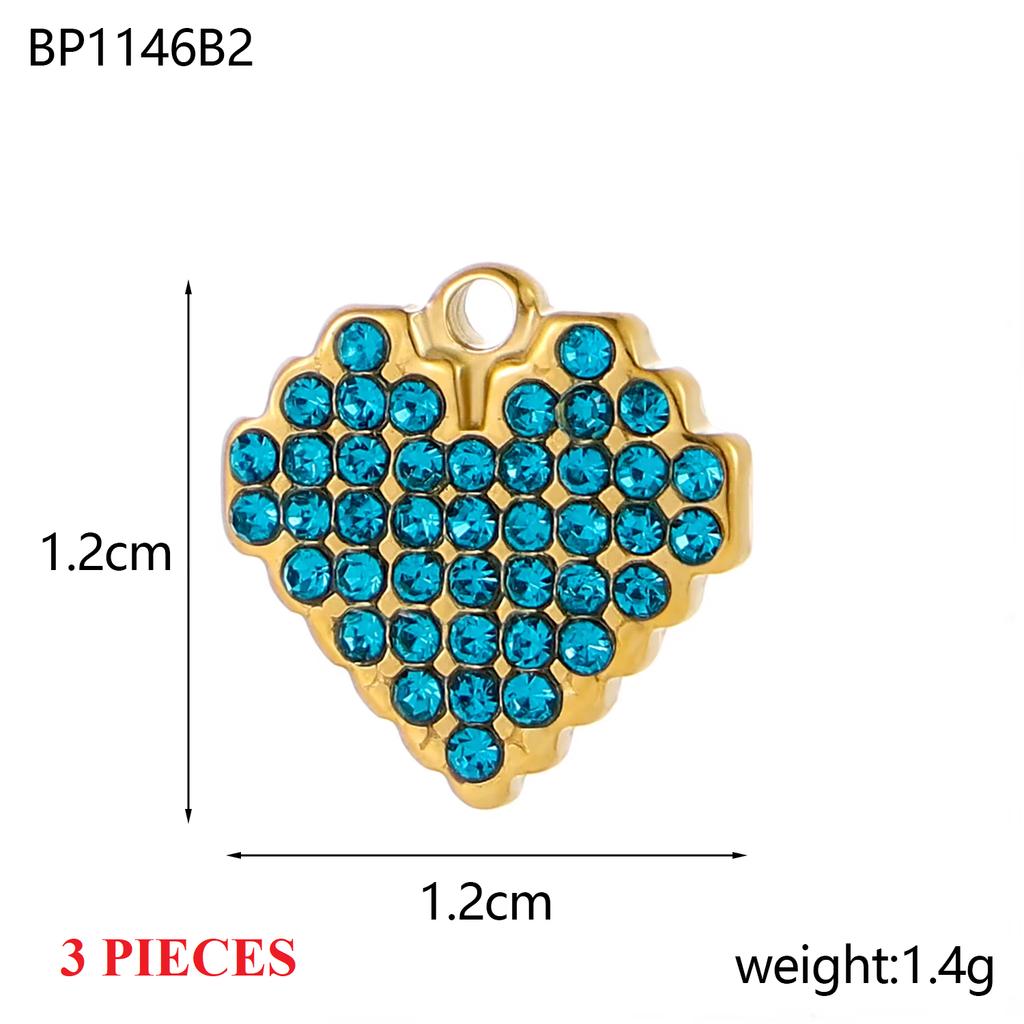3PCS/LOT CARLIDANA Colorful Enamel Charms Gold Plated Stainless Steel Heart Moon Flower Zircon Pendants DIY Jewelry Making