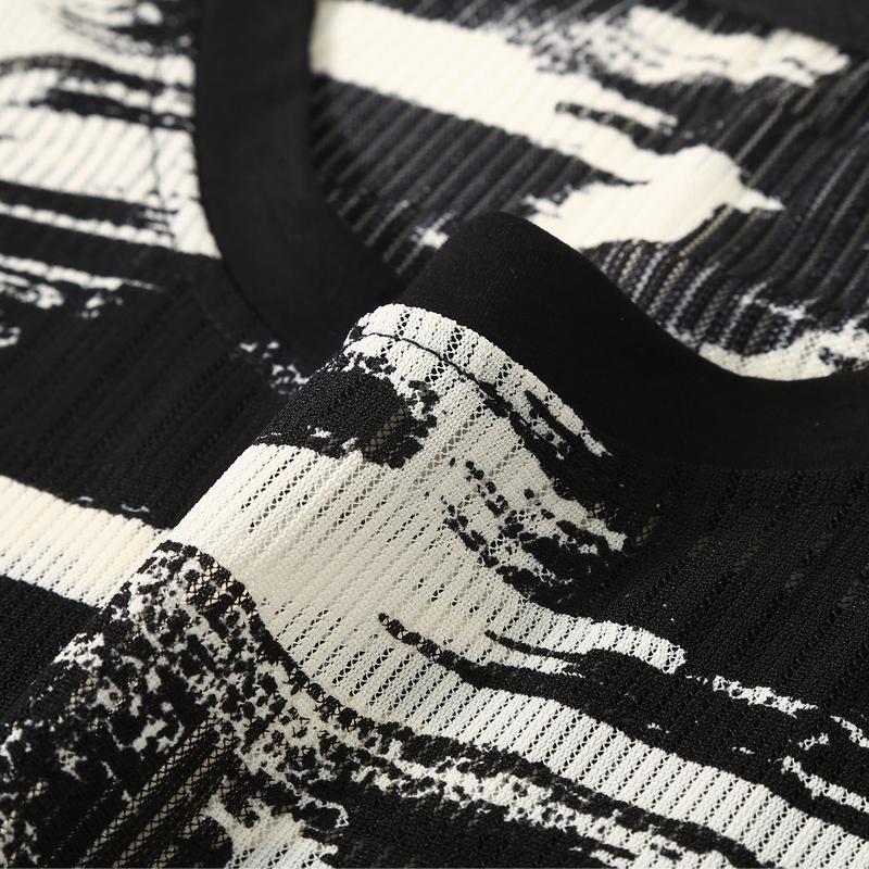 Men's Plus Size Abstract Print T-Shirt, Short Sleeve Streetwear Tee (5XL-13XL)