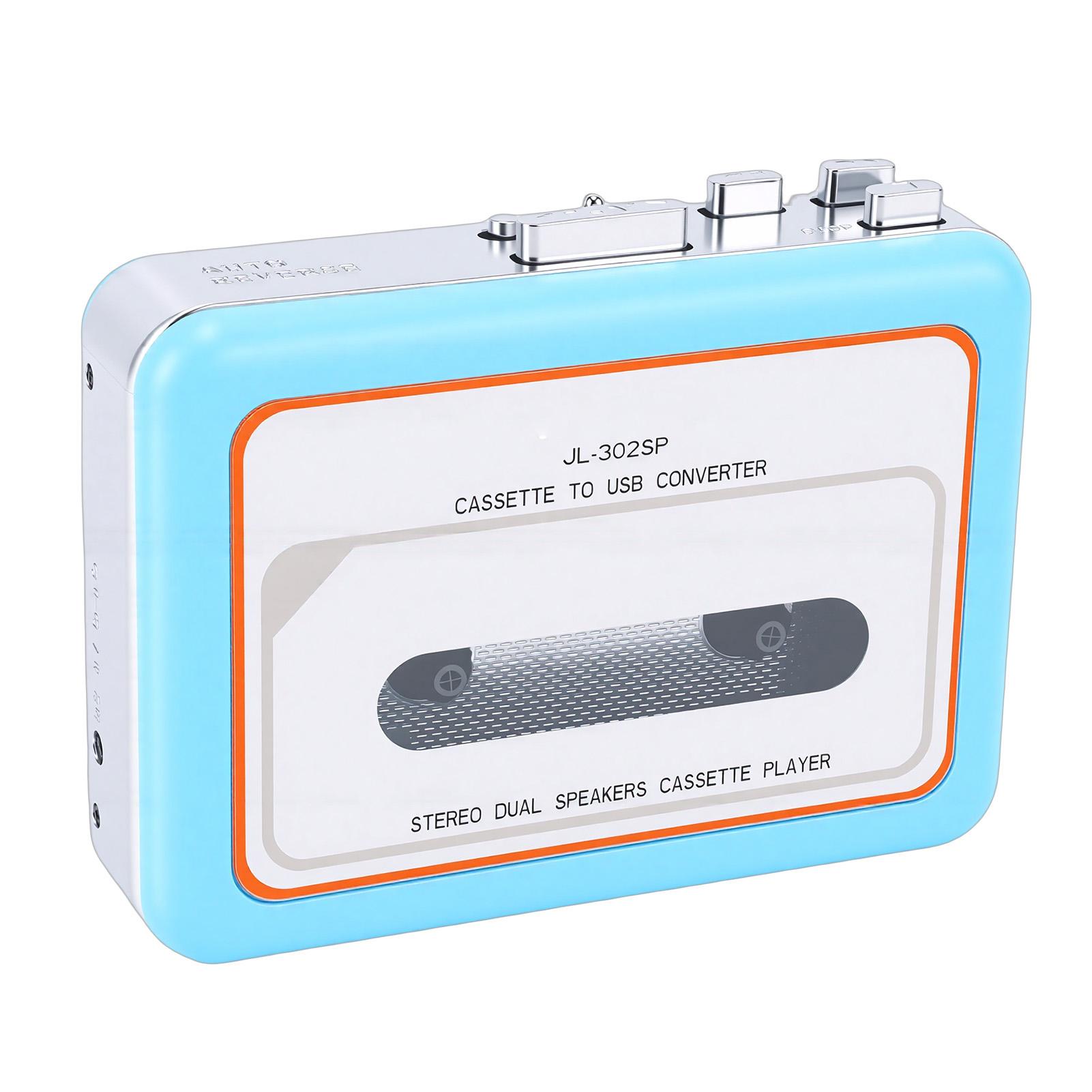 

Cassette Tape Player Dual Speakers 3.5mm Headphone Jack USB Cassette to MP3 Converter
