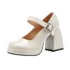 Platform Leather Shoes Women Pumps Casual Oxford Loafers Thick Bottom Ladies High Heel Lolita Shoes Mary Jane Women Moccasins