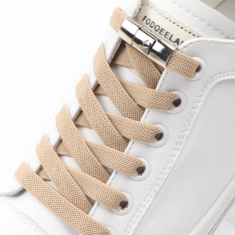 New No Tie Shoe Laces Press Lock Shoelaces Without Ties Elastic Laces Sneaker Kids Adult 8MM Widened Flat Shoelace for Shoes