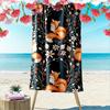 Fox and Floral Pattern Design Beach Towel Quick-drying for Travel Outdoor Sports Jogging Beach and Swimming