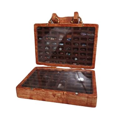 Crystal Box Stone Rock Mineral Kit Kolekce kamenů v kufru Dekorace Dřevěné Ornamenty Box s krystalem