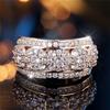 Luxury Female Small White Round Zircon Stone Ring Yellow Gold Color Elegant Gift Wedding Jewelry For Women