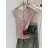 Korean Style Lace Trim V-Neck Sleeveless Slim-Fit Tank Top 2026