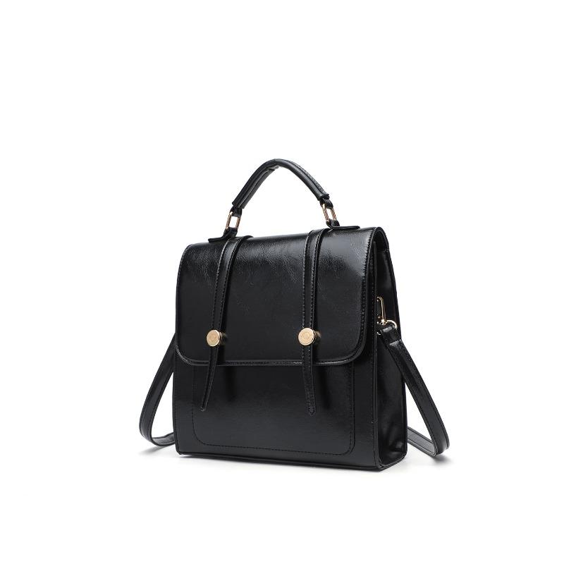 American Retro Backpack British Style Leather Square Bag Commuter Student Brown Small Backpack School Bag Women's Backpack