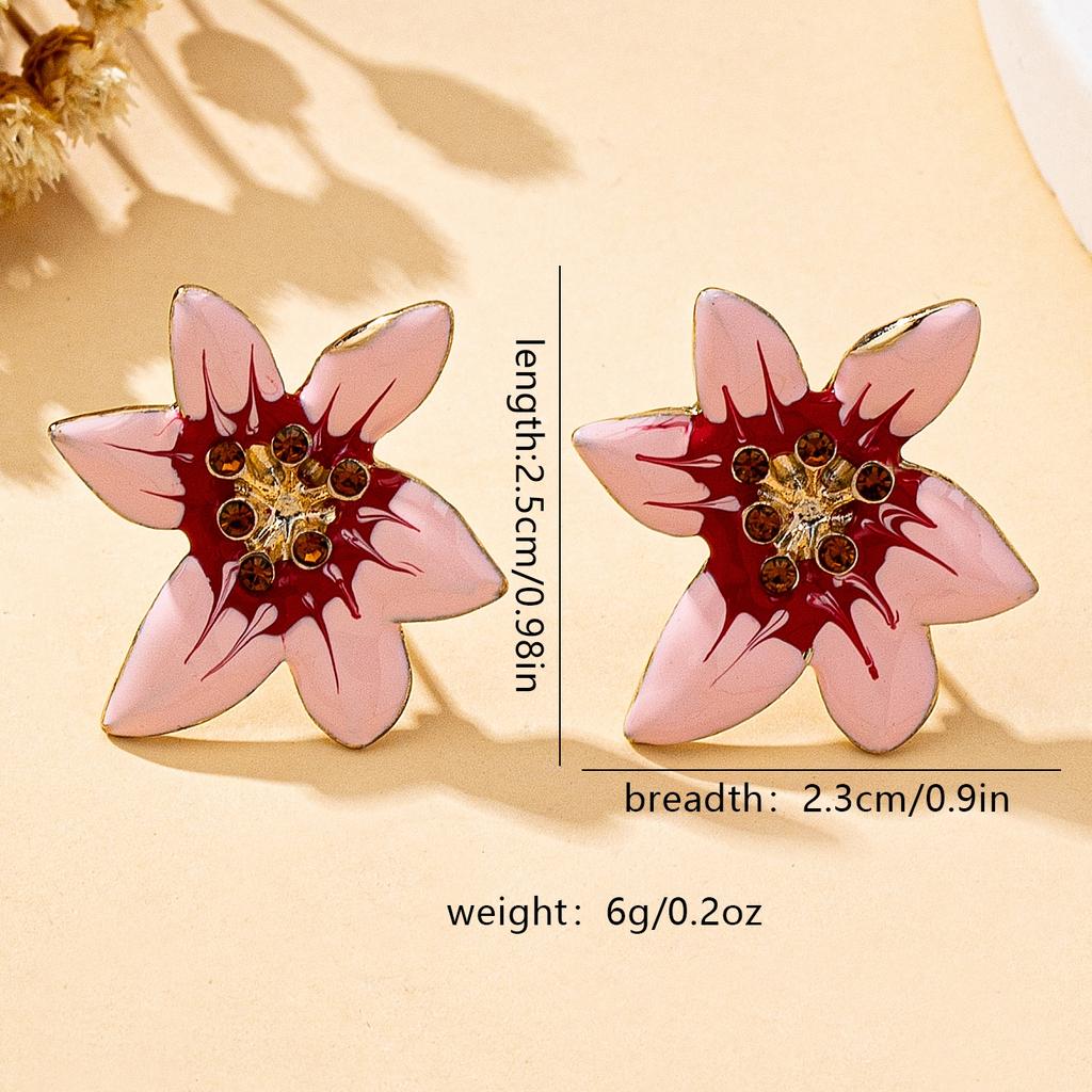 Women's Earrings, Colorful Flower Earrings with Enamel Craftsmanship, Suitable for Daily Wear and Vacation Wear