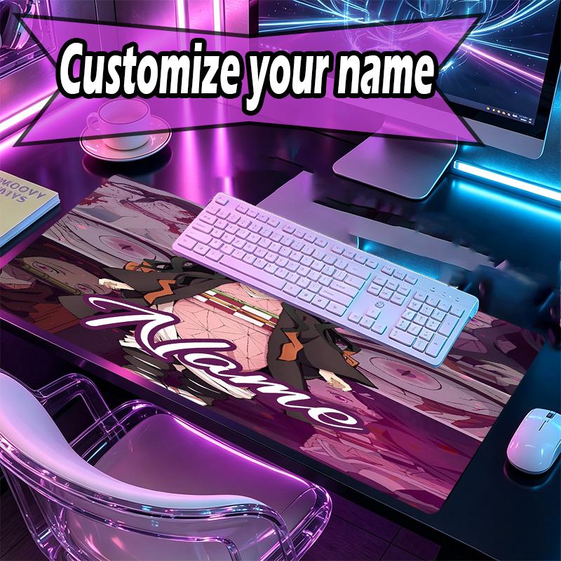 Custom Name Personalized Demon Slayer Pattern Mousepad, Laptop PC Desk Mat, Decorative Desk Mat for Home Keyboard Pad Gift