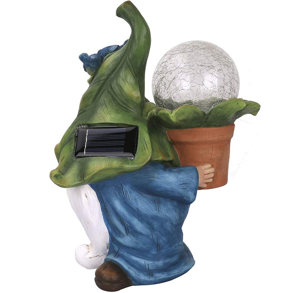 Statua di nano da giardino - Statua di nano in resina con palla e luce solare a LED