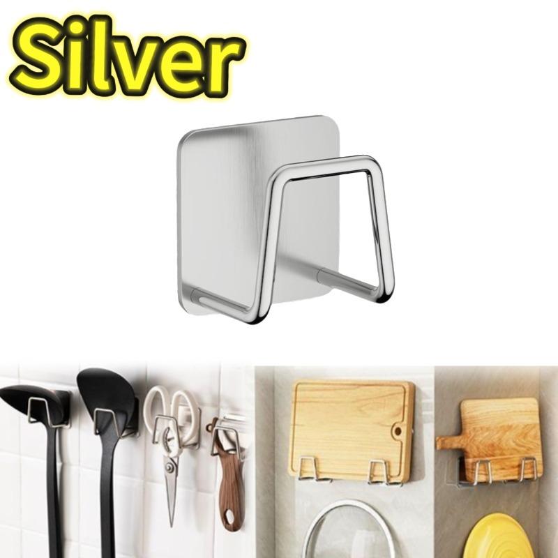 

Держатель для кухонной раковины из нержавеющей стали, самоклеящаяся сушилка для слива, кухонные настенные крючки, органайзер для хранения аксессуаров 1pcs серебряный