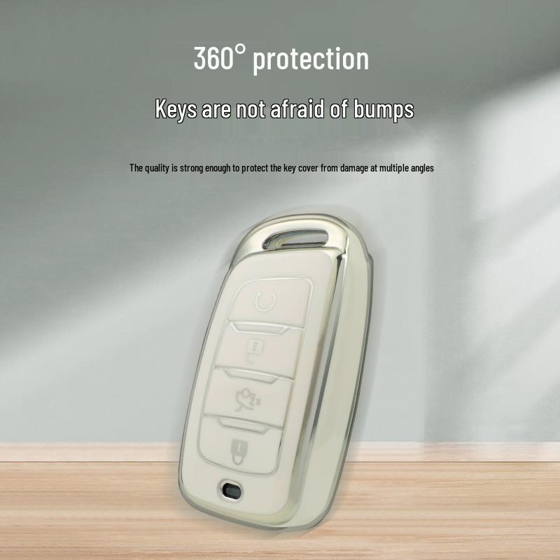 Changan CS35 Plus/CS85 Coupe Car Key Protective Cover, Silver Edge, for Women
