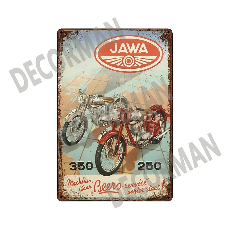 [ DecorMan]  JAWA BSA Motor Kovové Znamení Plakáty Vintage Malba Vlastní Klubová Dekorace LTA-1704 vintage dekor