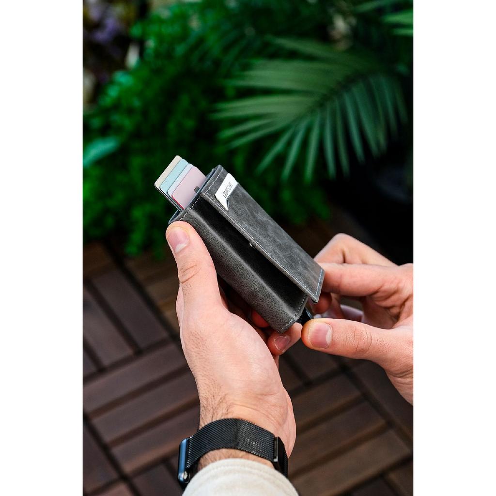 Kunstleder-Herrenmechanismus, veganes Leder-Kartenhalter-Portemonnaie-Portfolio, Lila