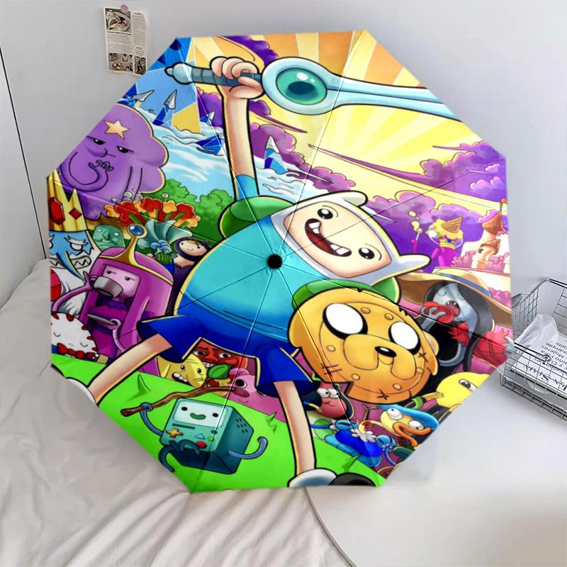 Adventure Time Characters Automatic Umbrella - Suitable Travel Outdoor Portable Umbrella Birthday Gift Daily Essentials