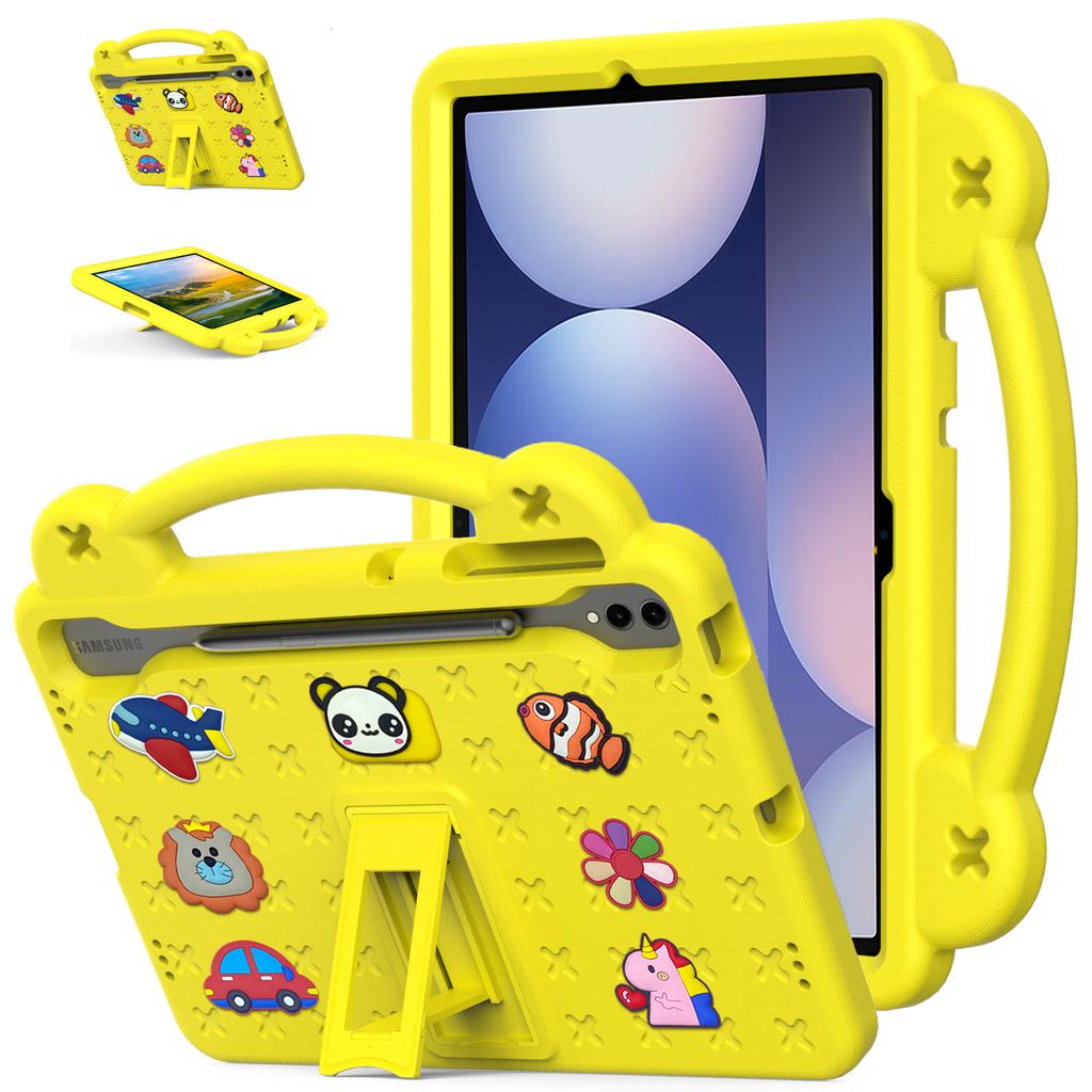 For Samsung Galaxy Tab S10+/S9+/S9 FE+ Case Kids Cartoon Patterns Hand Grip Kickstand Tablet EVA Cover