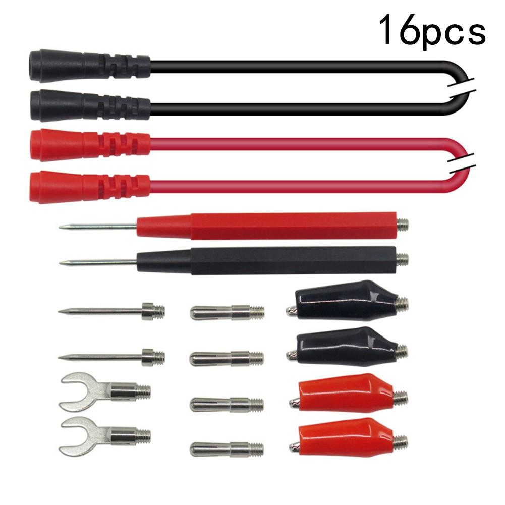 16-Piece Multimeter Test S Probe Voltmeter For Alligator Cable Clip Kit