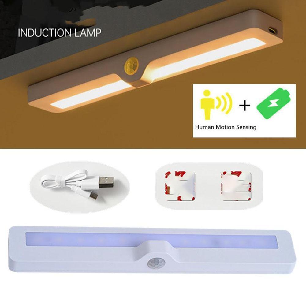 LED Side Induction Night Lights Motion Sensor TYPE-C Rechargeable Night Lamp For Kitchen Bedroom Under Bed Cabinet Closet Light