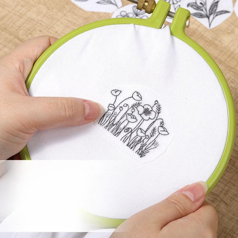 DIY Water Soluble Embroidery PatternWash Away with Pre-Printed Pattern Designs Stencils Transfers for Hand Sewing Lover Beginner