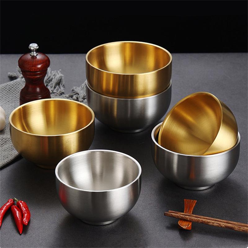 Ciotola per Kimchi in Acciaio Inox 304 Coreana Ciotola per Riso al Vapore a Doppio Strato Stoviglie Antiscottatura per Bambini Ciotole per Zuppa di Frutta per la Casa