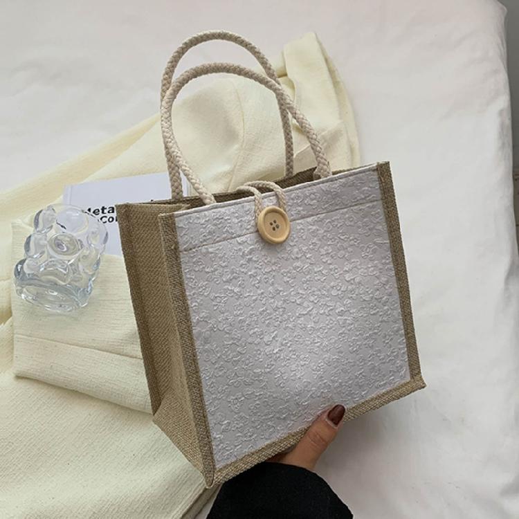 Casual Burlap Handbag Lightweight Shopping Bag Reusable Grocery Beach Bags