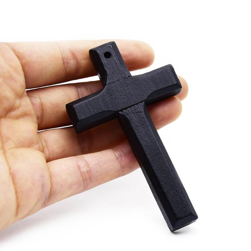 5pcs Wood Cross Pendant Charm Hangable Charm Ornament Decoration Crafts for Home Church Praying Meditation Charm Gift