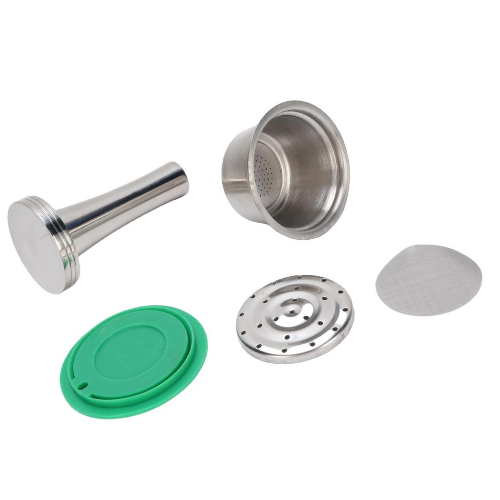 Coffee Capsule Reusable Stainless Steel Coffee Pod with Coffee Tamper Spoon Brush Coffee Machine Supplies