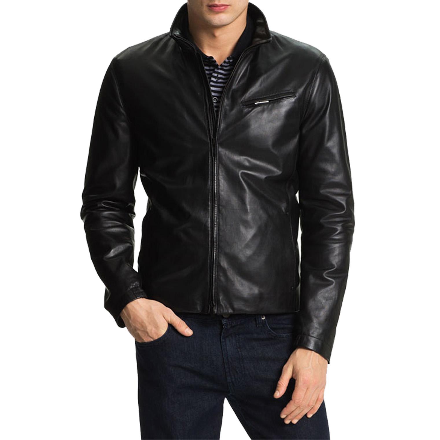 

SkinOutfit Men s Genuine Lambskin Black Leather Jacket Stylish Motorcycle Bomber Biker Outerwear MJ 100 S чорний