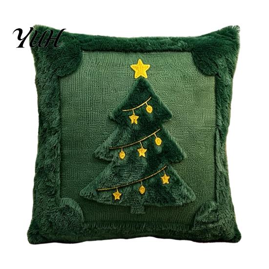 Cozy Winter Festive Pillow Cover Christmas Throw Cover, 18x18 Inch Plush Cushion 3D Snowman Themed Covers Reindeer Pattern, Case for Holiday Home Sofa