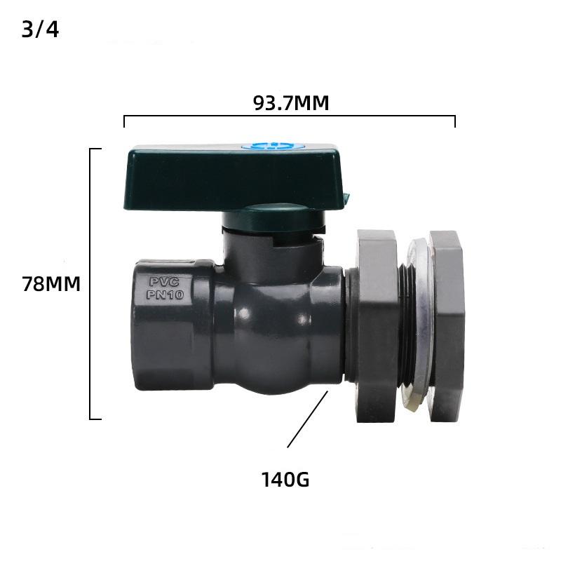 3/4 Inch Tap Bulkhead Screw Connection Valve PVC Rainwater Container Valve