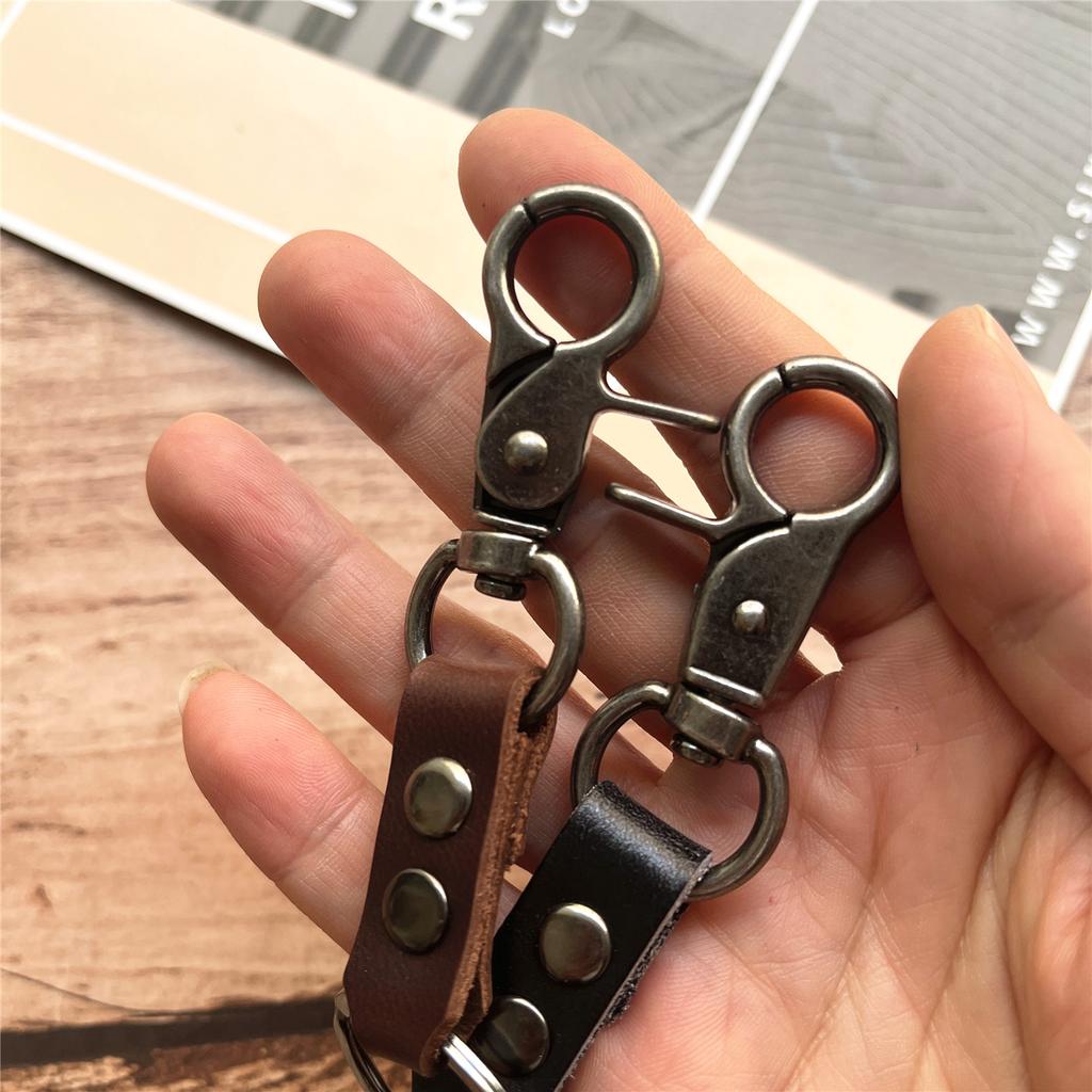 Keychain Accessories Genuine Leather Key Holder Cowhide Keychain for Bags Vintage Key Ring Holder Simple Keyring Small Gifts