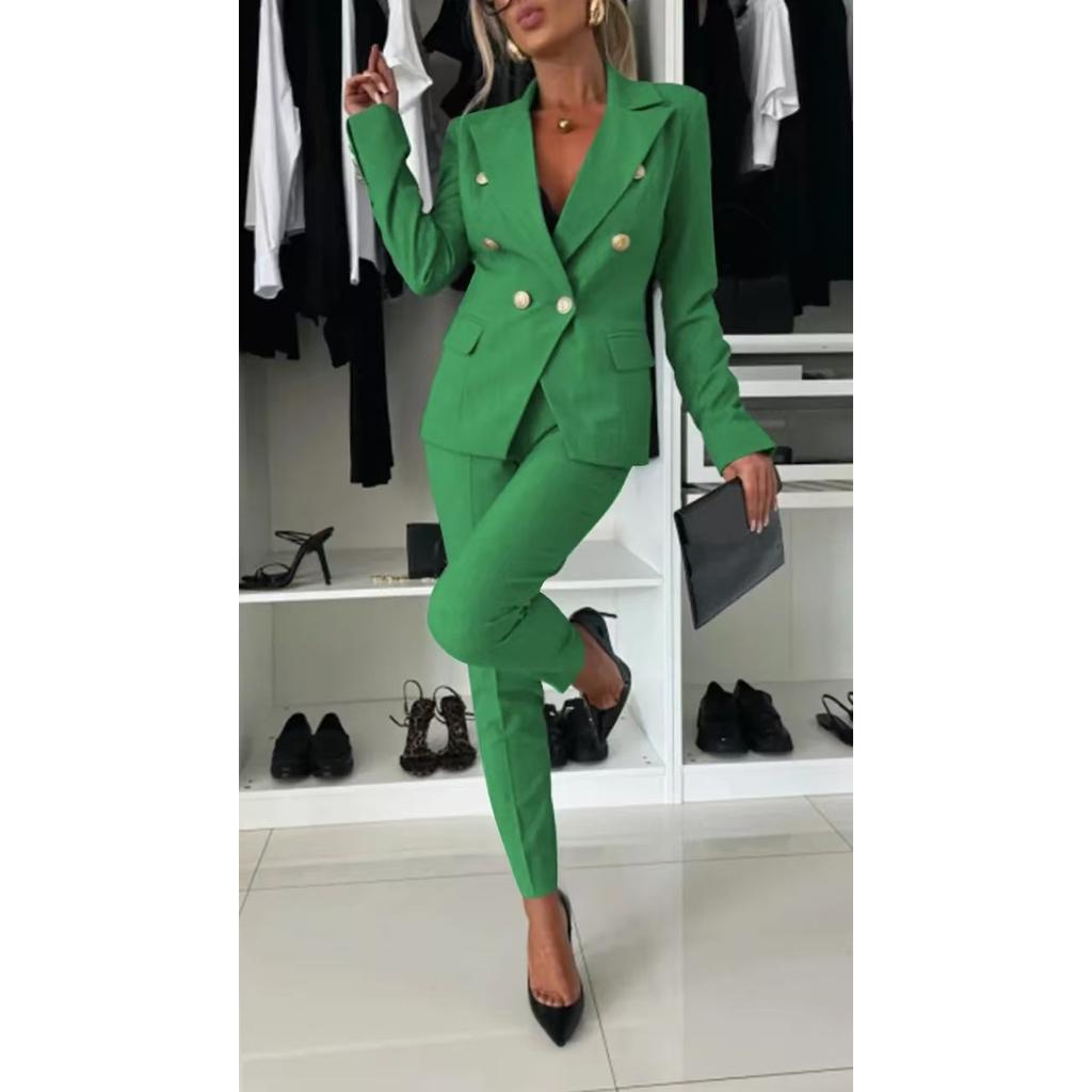 2025 Spring Summer Women's Office Suit Set, Slim Fit Blazer with Trousers for Business Casual, Professional Two-Piece Workwear for Commute
