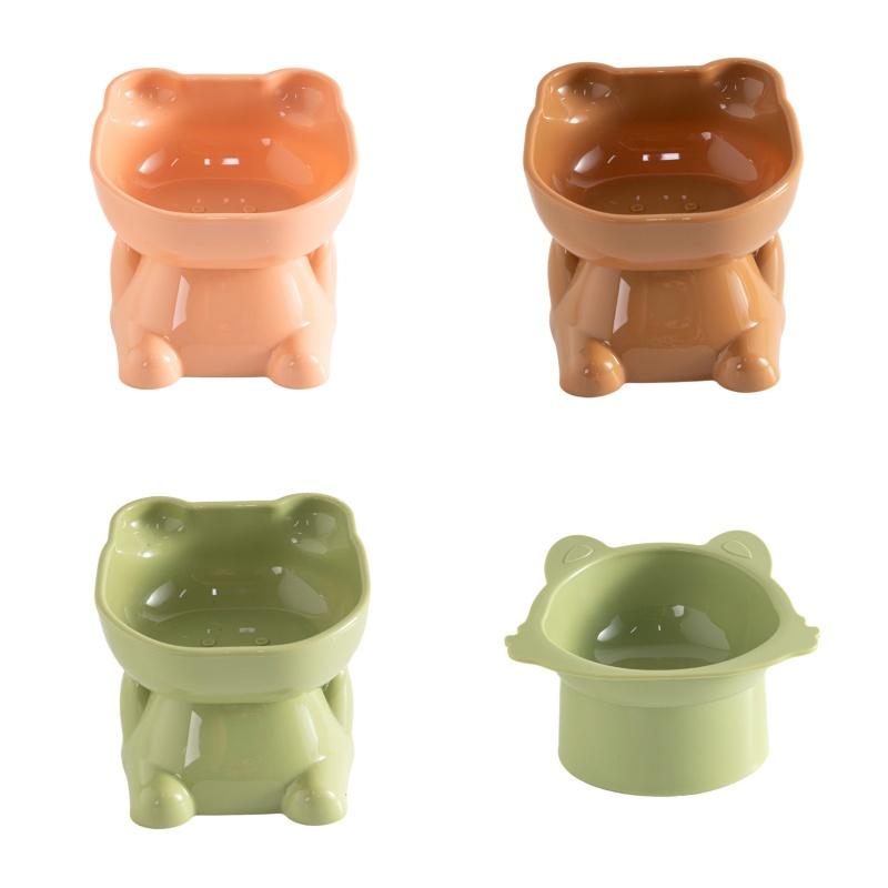 High-legged Cat Bowl Nordic Style Cartoon Neck-guard Anti-overflow Plastic Elevated Prevent Cervical Disease Pet Bowl