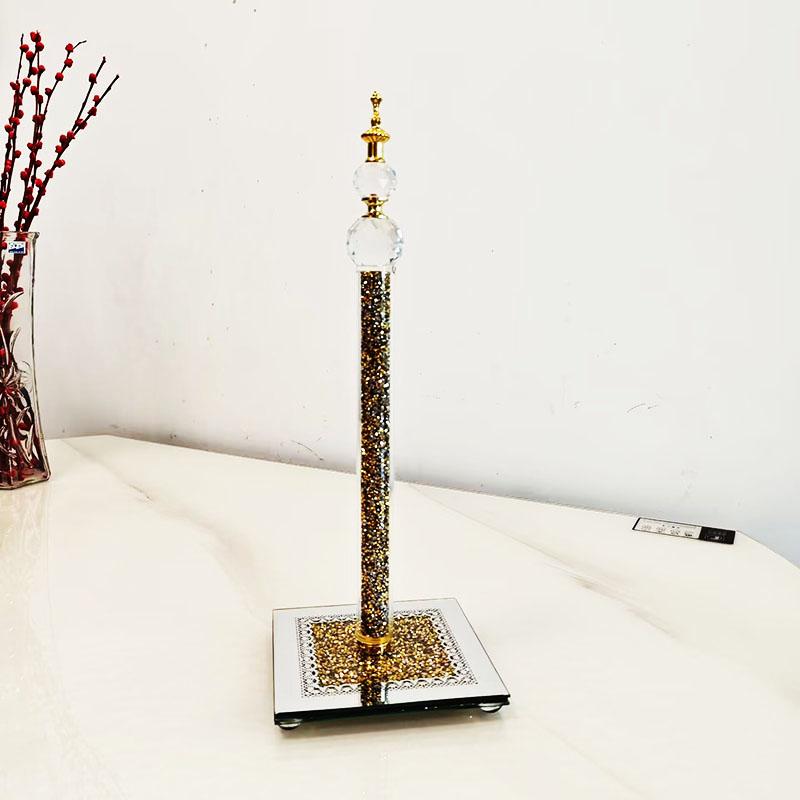 

42cm Tall Crystal Roll Paper Holder Kitchen with Sparkly Crushed Diamond Toilet Towel Paper Stand Base for Home Decor Ornaments золотистый