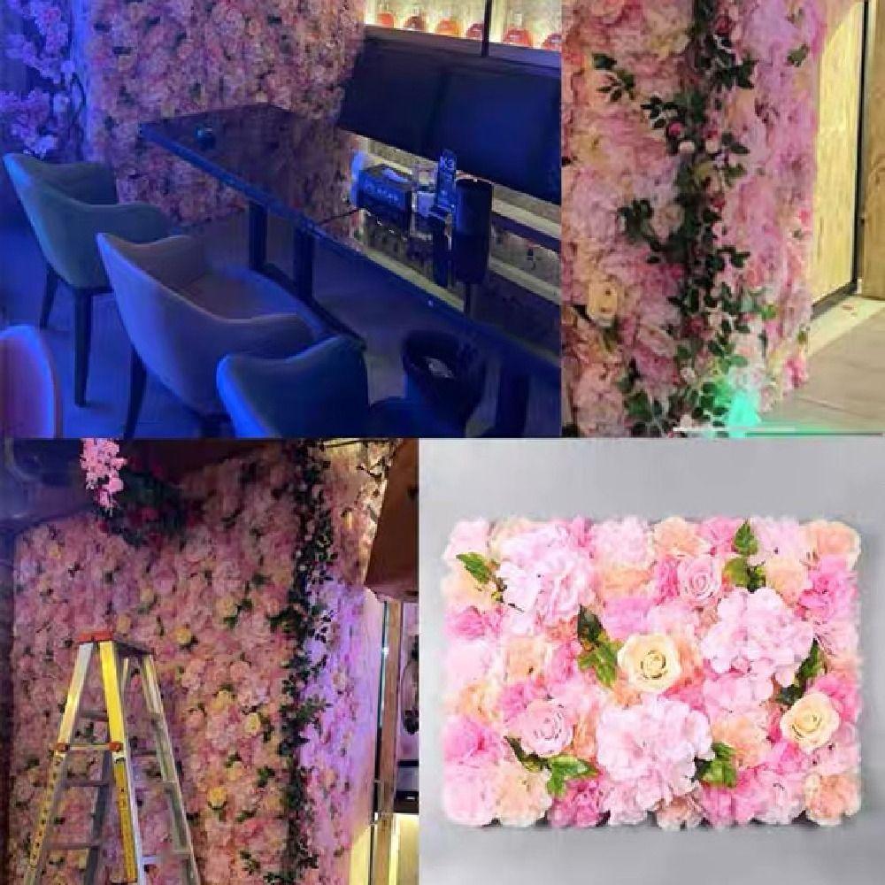 Realistic Artificial Flower Wall Panels Handmade Rose Wedding Background  Stage Supplies